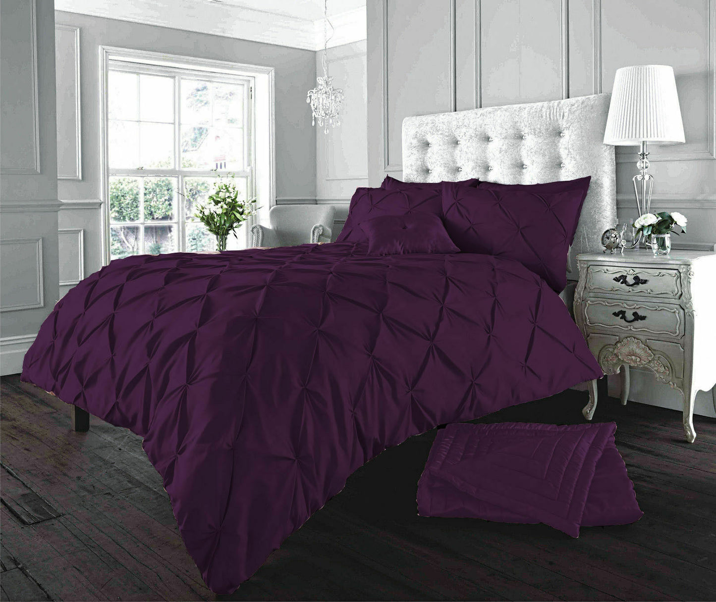 Pintuck Pleated Alford Duvet Cover Set Bedding With Pillowcase All Sizes Colours