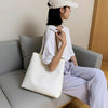 Fashion PU Handbag Women Totes Simple Large Capacity Shoulder Bag (Beige)