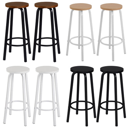 2X Breakfast Kitchen BarStools MDF Seat BarChairs Metal Legs Barstools HighStool