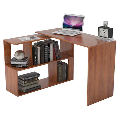 Corner Computer Desk 360°Rotating L Shaped Workstation Home Office PC Table Wood