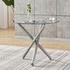 Round Dining Table Chrome Legs Tempered Glass Top Diningroom Kitchen Lounge Home