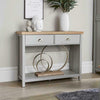 Grey Oak Console Table 2 Drawer Telephone Table Metal Handles Hallay Storage