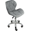 Cushioned Computer Desk Office Chair Chrome Legs Swivel Small Adjustable Grey