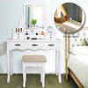 Dressing Table Makeup Desk Stool LED Mirror Vanity Set 7 Drawers Organizer White