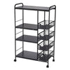 3/4Tier Kitchen Trolley on Wheels Drawer Baskets Rolling Cart Storag Rack Handle