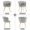 Velvet Upholstered Accent Chair Wing Back Armchair with Pilow & Metal Legs Grey