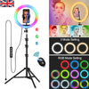 12" RGB LED Ring Light & 1.6M Tripod Dimmable Lighting Kit Makeup Youtube Live