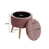 Round Dressing Table Stool Footstool Velvet Padded Ottoman Storage Box Pouffe