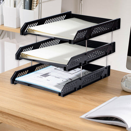 3 Tier Office Filing Trays Desk Organiser A4 Document Paper Rack Folder Storage