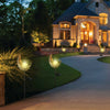 Outdoor Garden LED Moon Crescent Stake Lamp Solar Power Cracked Globe Light Deco