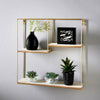 Metal Wire Floating Wall Shelf Multi Section Tromso Home Decor 40 x 40cm Gold