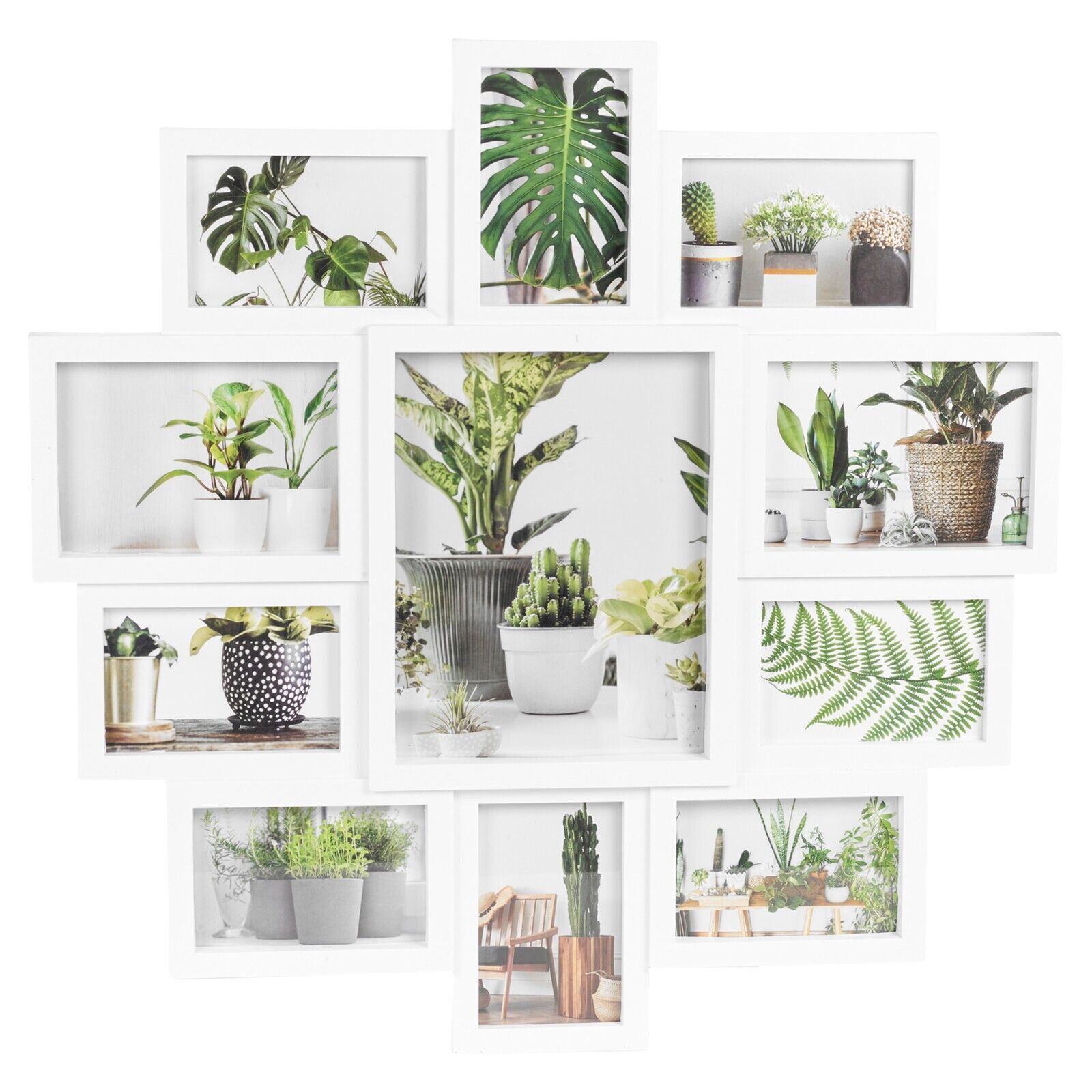 Multi Aperture Photo Frame. Holds Nine 6x6 Photos. 60x60cm. Wooden