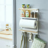 Kitchen Organiser Rack Fridge Magnetic Paper Towel Holder With Hooks Multi use