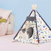Portable Pet Canvas Teepee Tent Dog Puppy Cat Bed House Cushion Ins w Name Board