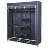 Fabric Canvas Wardrobe With Clothes Hanging Rail Shelves Storage Cupboard Grey