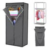 Single Fabric Canvas Wardrobe with Hanging Rail Shelving Clothe Storages Closets