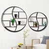Large Round Wall Unit Industrial Retro Metal Wood Shelf Storage Hanging Rack UK