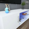 Modern TV Unit Stand Cabinet High Gloss Door and Matt body White With LED Lights