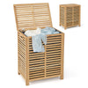 80 L Bamboo Laundry Hamper Clothes Laundry Basket Organizer W/ Lid & Handles