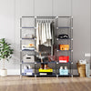 Mondeer Grey/Black Canvas Wardrobe Storage Organiser Hanging Rail Fabric