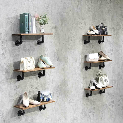 Wood Floating Shelf Storage Unit Kit Fitting Wall Mounted Corner Shelves Rack