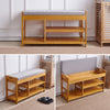 3 Tier Wooden Hallway Shoe Rack Storage Bench Bed End Stool Fabric Padded Seat