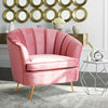 Lotus Seat Velvet Fabric Tub Chair Winged Scallop Shell Back Armchair Metal Legs