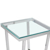 End Table Clear Tempered Glass Top with Angled Chrome Leg Design Modern