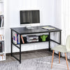 Two-Tier Writing Work Desk Metal Frame Smooth Shelves w/ Storage Shelf