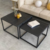 Modern Nested Coffee Table Set of 2 Marble End Table Nesting Sofa Side Tea Table
