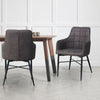 2* Brown/Grey Faux Leather/PU Dining Chairs Armchairs Padded Office Dining Room