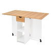 Mondeer Mobile Drop Leaf Table Folding Dining Table with 1 Drawer White & Oak