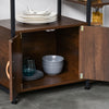 Industrial Storage Shelf Side Table Metal Frame End Desk with Cabinet & Rack