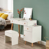Vanity Flip-up Mirror Storage Dressing Table w/ 3 Drawers 1 Door Stool Set UK