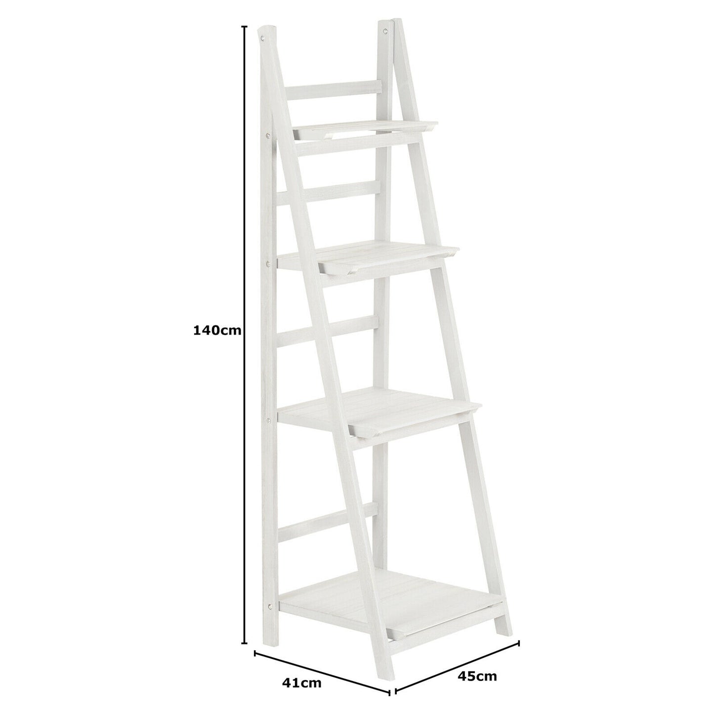 Hartleys Grey 4 Tier Folding Ladder Storage Home Display Shelf Bedroom/Bathroom