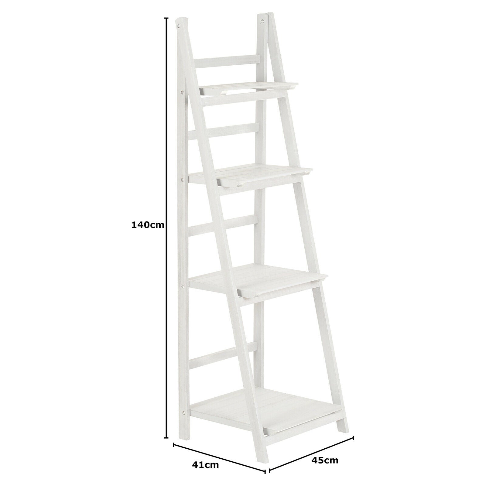 Hartleys Grey 4 Tier Folding Ladder Storage Home Display Shelf Bedroom/Bathroom