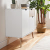 White & Oak Effect Small Sideboard Living Room Home Decor 3 Drawer