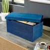 Large Folding Ottoman Navy Blue Ribbed Cord Fabric Chest Storage Space Box