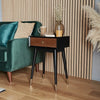 Solid Dark Wood Side Table | Vintage Inspired Side Unit Bedside