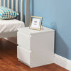 2 Drawer Wooden Bedside Table Matt White Frame Bedroom Storage Nightstand UK