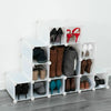 Interlocking 16 Compartment Shoe Organiser Storage Cube Rack Black White Design