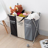 Aluminium Folding Laundry Cloth Basket Washing Hamper Bin Storage Bag Light Dark (Black+Grey+Beige)