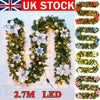 UK Christmas Garland Pine Wreath LED String Light Wedding Home In/Outdoor Decors