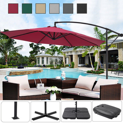 3M Garden Parasol Outdoor Sun Shade Hanging Banana Umbrella Cantilever with Base