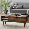Wooden Coffee Table Lift Top Living Room Reception Table w/ Storage Compartment