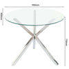 90cm Round Clear Glass Dining Table Modern Tripod Chrome Leg Cafe Bistro Table
