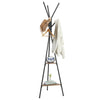 181cm Industrial Style Coat Rack Stand Hall Tree Free Standing with 2 Shelves