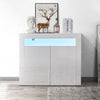 White LED Sideboard Cabinet High Gloss Cupboard Storage Furniture 2 Doors