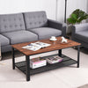 Industrial Coffee Table Vintage Retro End Table Living Room Furniture Mesh Shelf