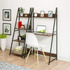2-Tier Metal Ladder Wood Computer Office Desk Laptop Writing Table Storage Shelf